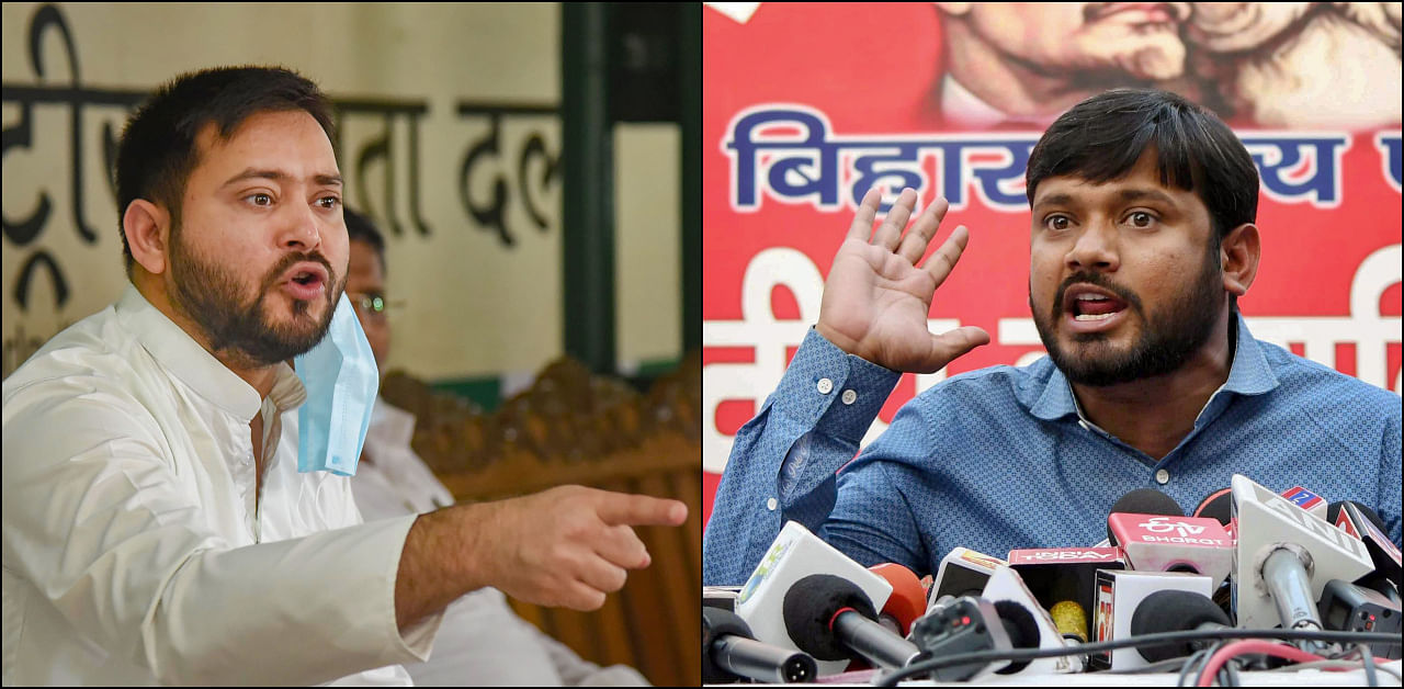 RJD chief ministerial candidate Tejashwi Yadav (L) and former JNU students’ union president and CPI leader Kanhaiya Kumar. Credit: PTI Photos