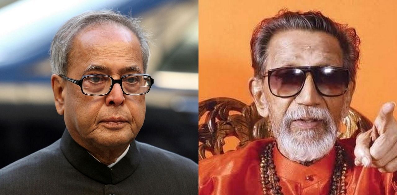 Pranab Mukherjee and Bal Thackeray. Credit: PTI/Twitter Photo