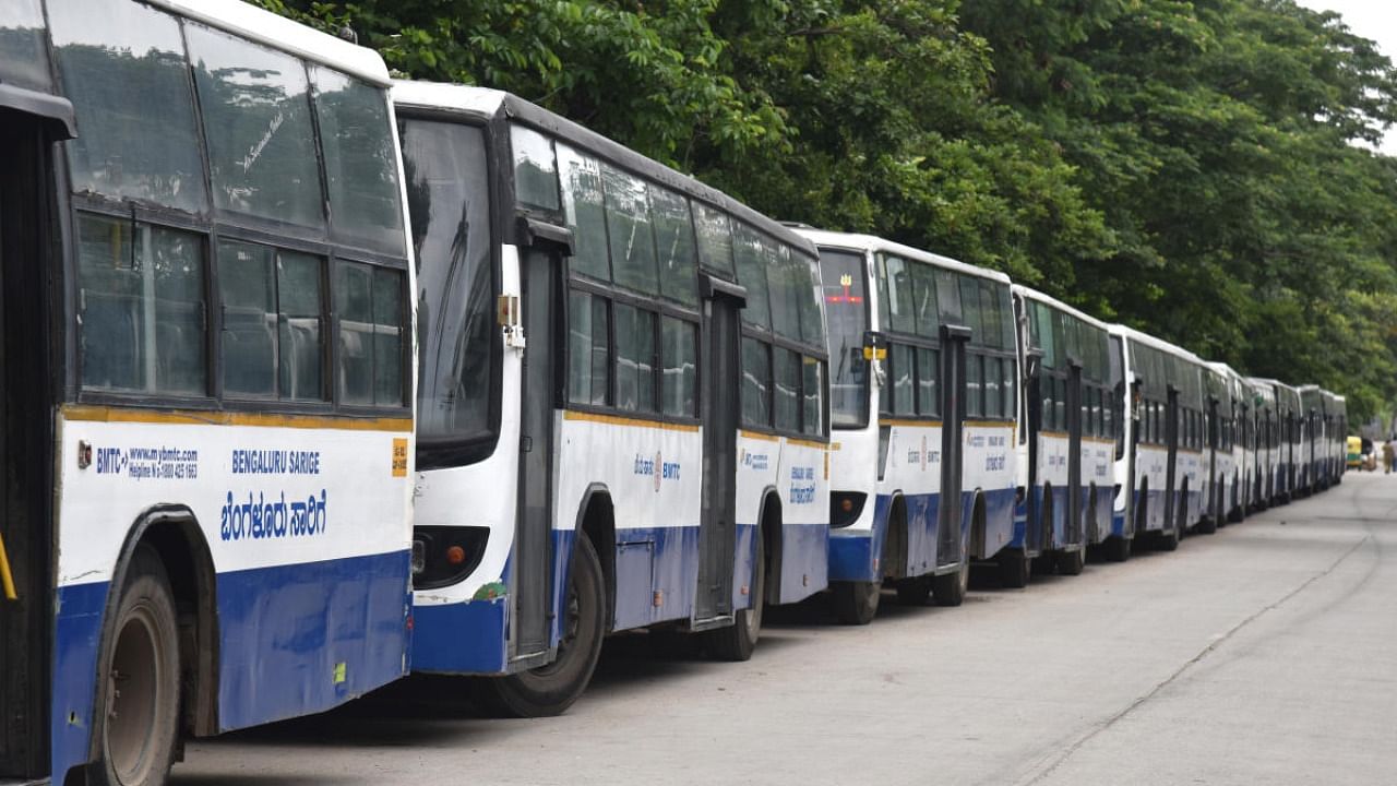 <div class="paragraphs"><p>BMTC buses.&nbsp;</p></div>