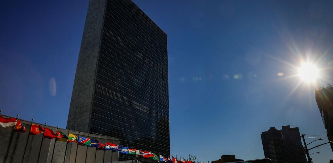 International flags fly in front of The United Nations Headquarters building in New York City. Credits: Reuters