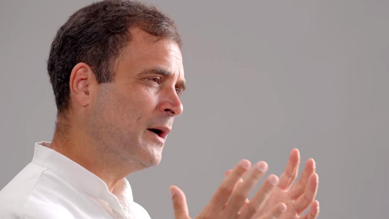 Congress leader Rahul Gandhi speaks on demonetisation during the second episode of his video series ‘Arthvyavastha Ki Baat, Rahul Gandhi ke saath’, in New Delhi. Credit: PTI