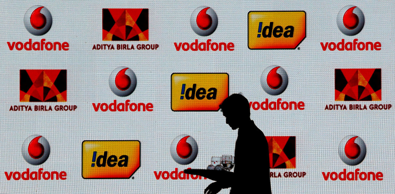 Vodafone Idea logo on a screen. Credit: Reuters Photo