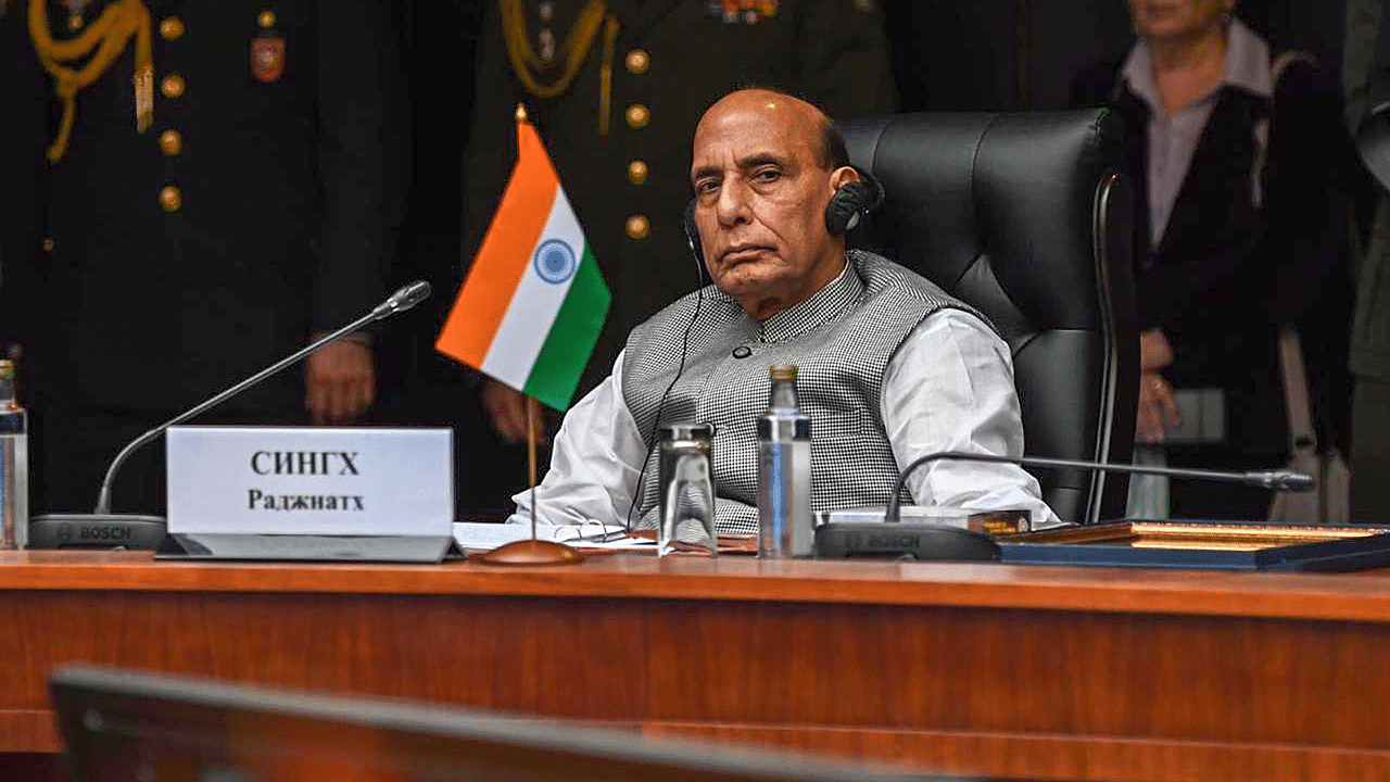 Defence Minister Rajnath Singh attends the Joint Meeting of the Heads of Defence Ministers of Shanghai Cooperation Organisation (SCO). Credits: PTI Photo