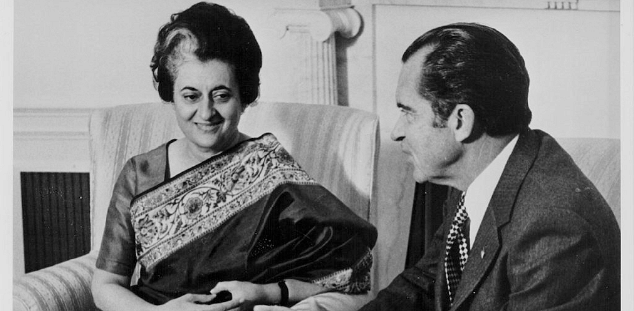 Prime Minister Indira Gandhi and President Nixon at the White House in 1971. Credit: Getty Images