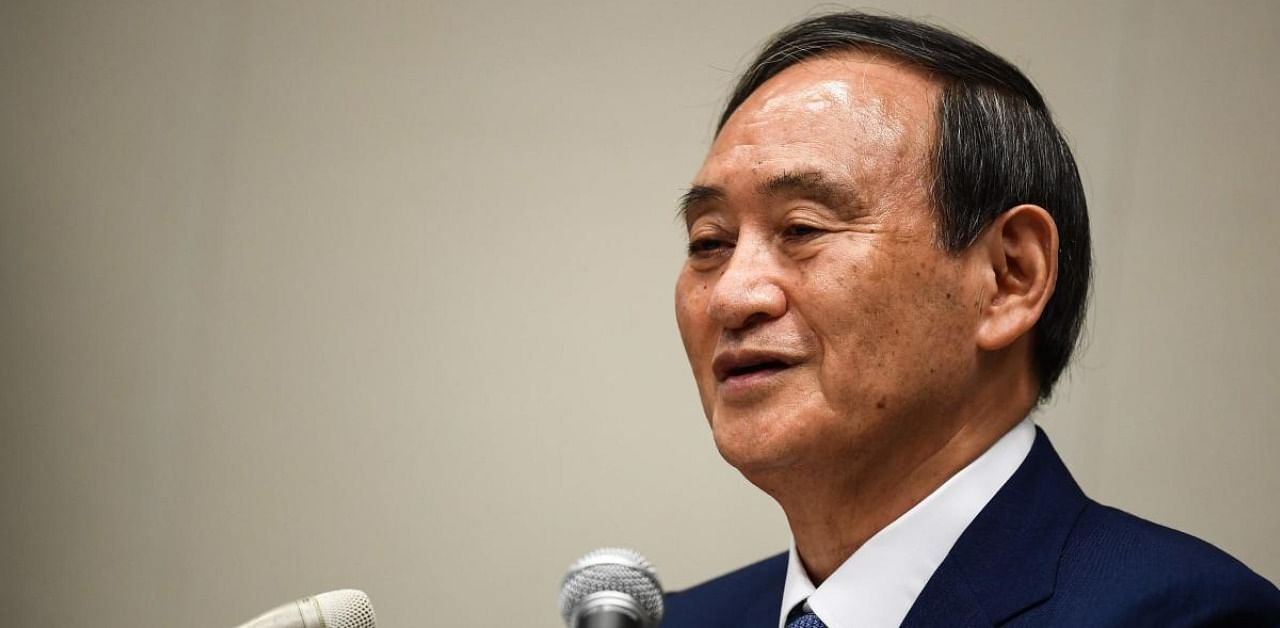 Yoshihide Suga attends a press conference to announce his candidacy for the Liberal Democratic Party (LDP) leadership. Credits: AFP