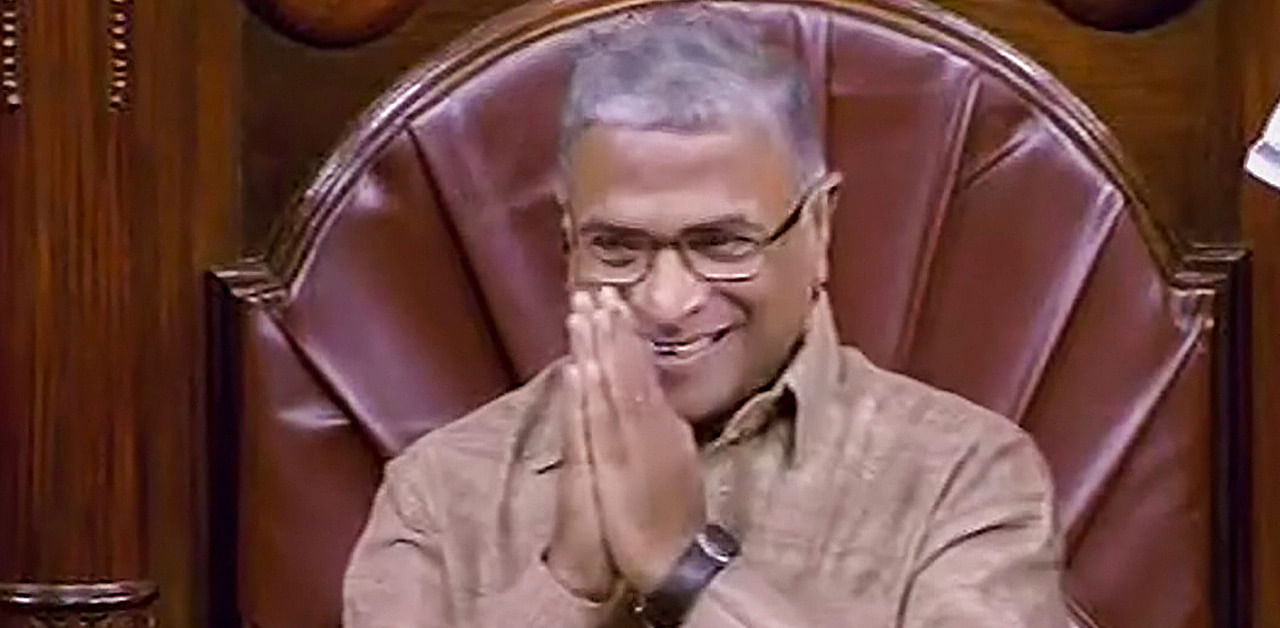 Deputy Chairman Harivansh Narayan Singh gestures while conducting the proceedings in the Rajya Sabha during the Monsoon session of Parliament, in New Delhi on Friday, Aug 10, 2018. Credit: PTI File Photo