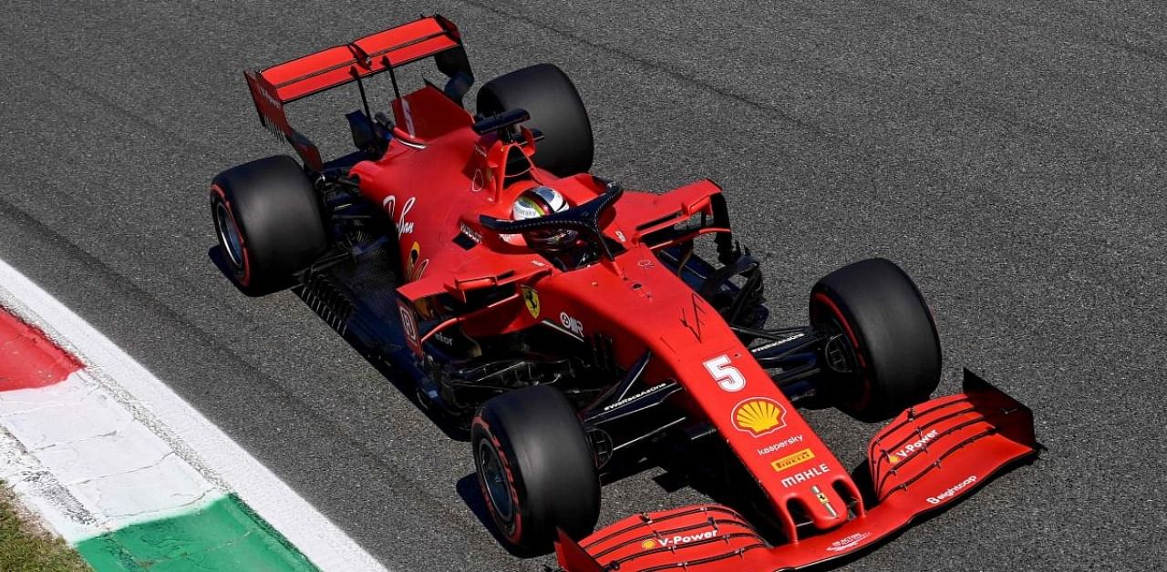 Ferrari's German driver Sebastian Vettel competes during the qualifying session at the Autodromo Nazionale circuit in Monza. Credits: AFP