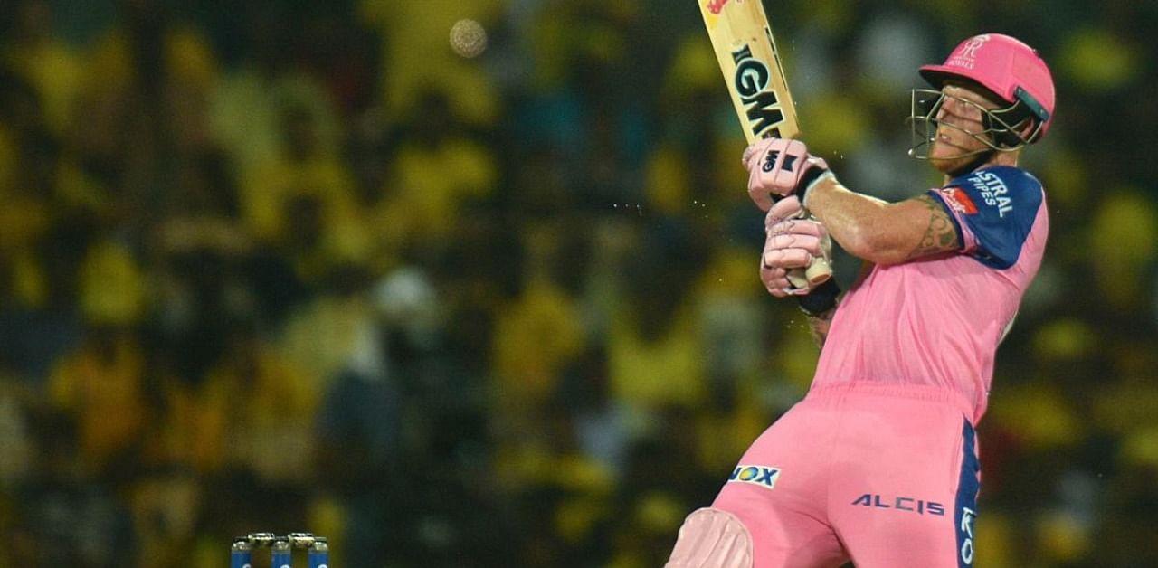 Rajasthan Royals' cricketer Ben Stokes plays a shot during the Indian Premier League (IPL) . Credits: AFP