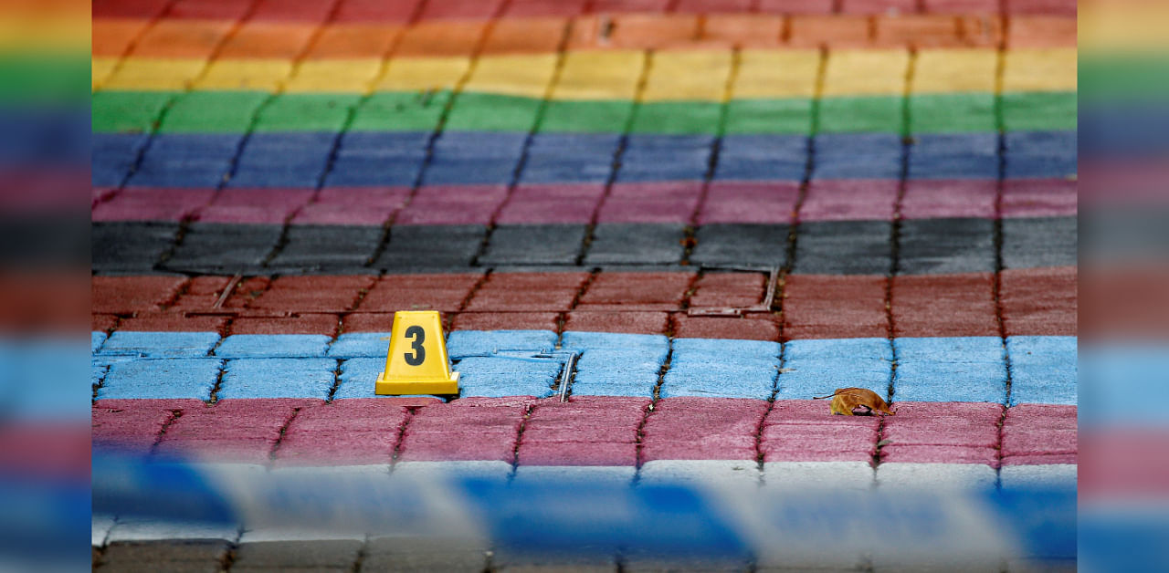 An evidence marker is seen near the scene of reported stabbings in Birmingham, Britain, September 6, 2020. Credit: REUTERS Photo