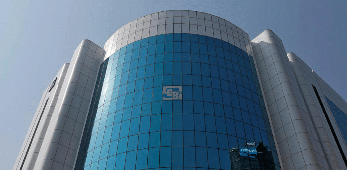 The logo of the Securities and Exchange Board of India (SEBI) is seen on the facade of its headquarters building. Credit: Reuters
