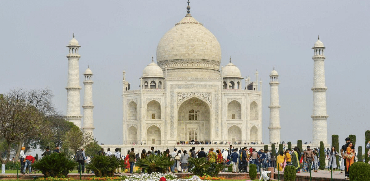 One of the New Seven Wonders of the World, the shining marble mausoleum south of the capital New Delhi has been closed since mid-March as part of India's strict virus lockdown. Credit: PTI Photo