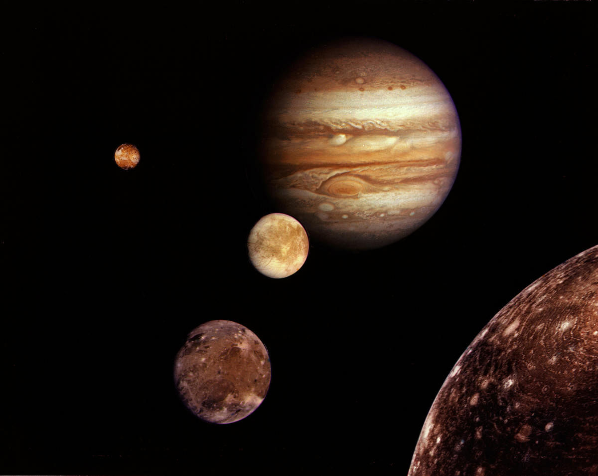 Jupiter and its four planet-size moons. Credit: NASA
