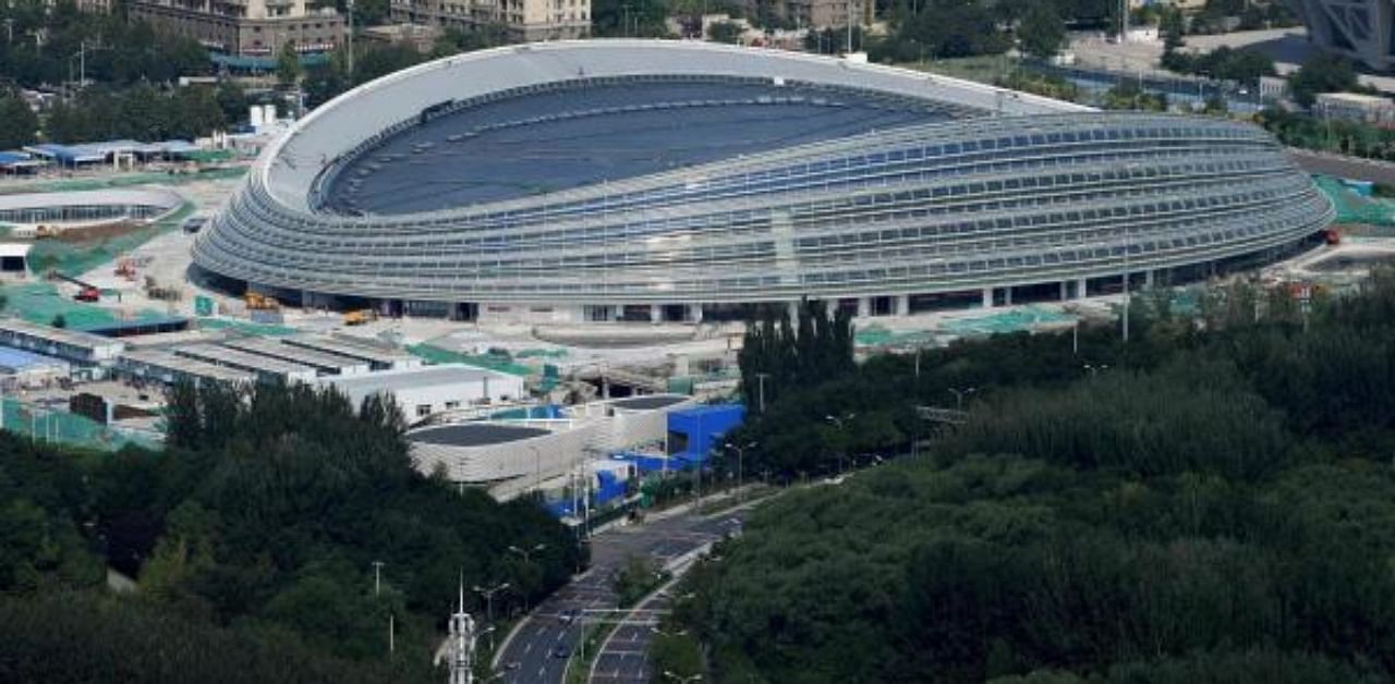 A general view of the National Speed Skating Oval, also known as the "Ice Ribbon", the venue for speed skating events in the upcoming 2022 winter Olympics, in Beijing. Credit: AFP
