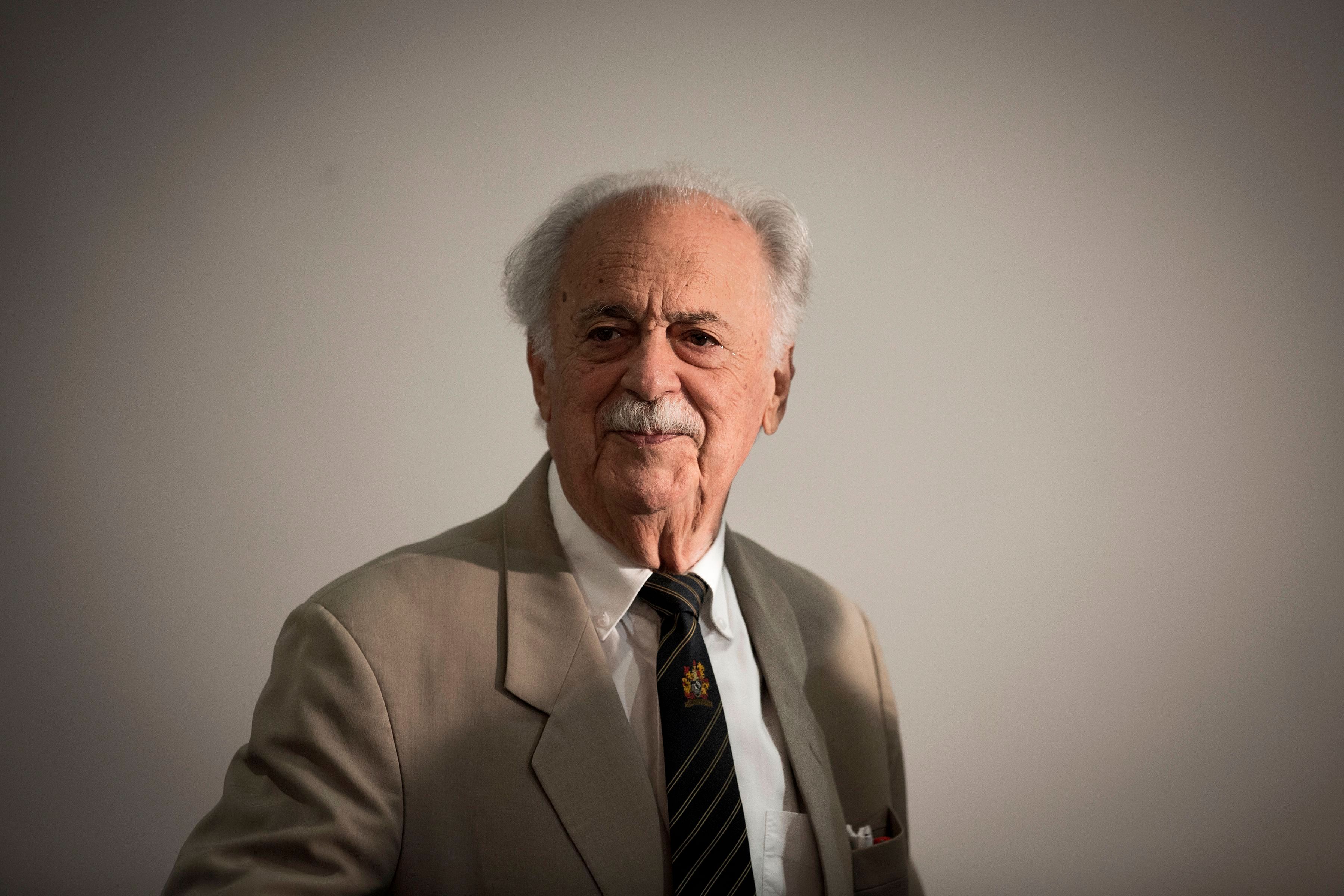 Former apartheid struggle stalwart and human rights lawyer George Bizos looks on at the inaugural George Bizos Human Rights Award in Johannesburg. Credit: AFP Photo