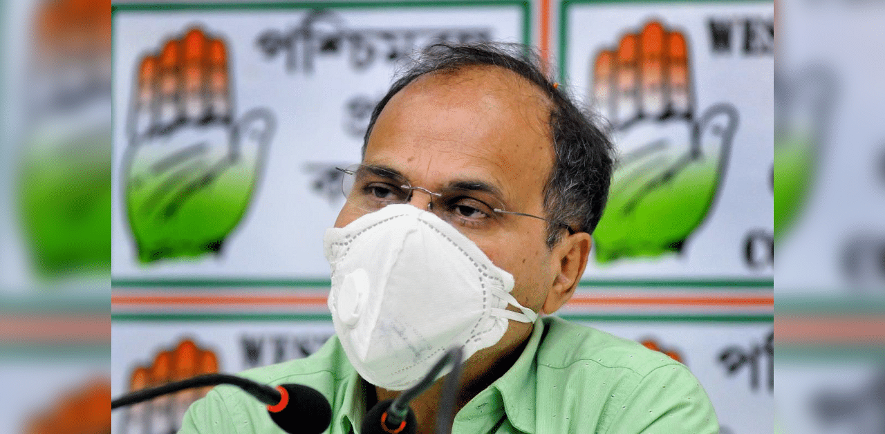  Congress leader Adhir Ranjan Chowdhury addresses a press conference after he was appointed as West Bengal Pradesh Congress Committee President, at WBPCC office in Kolkata, Thursday, Sept. 10, 2020. Credit: PTI Photo