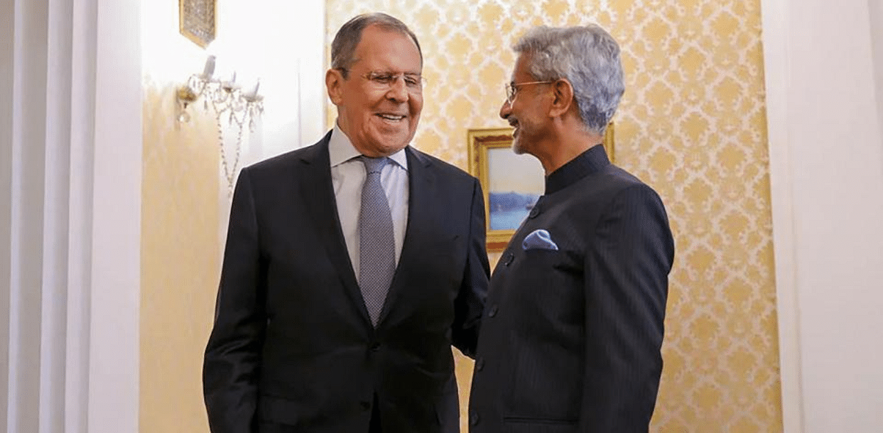 External Affairs Minister S.Jaishankar meets Russian counterpart Sergey Lavrov. Credit: PTI
