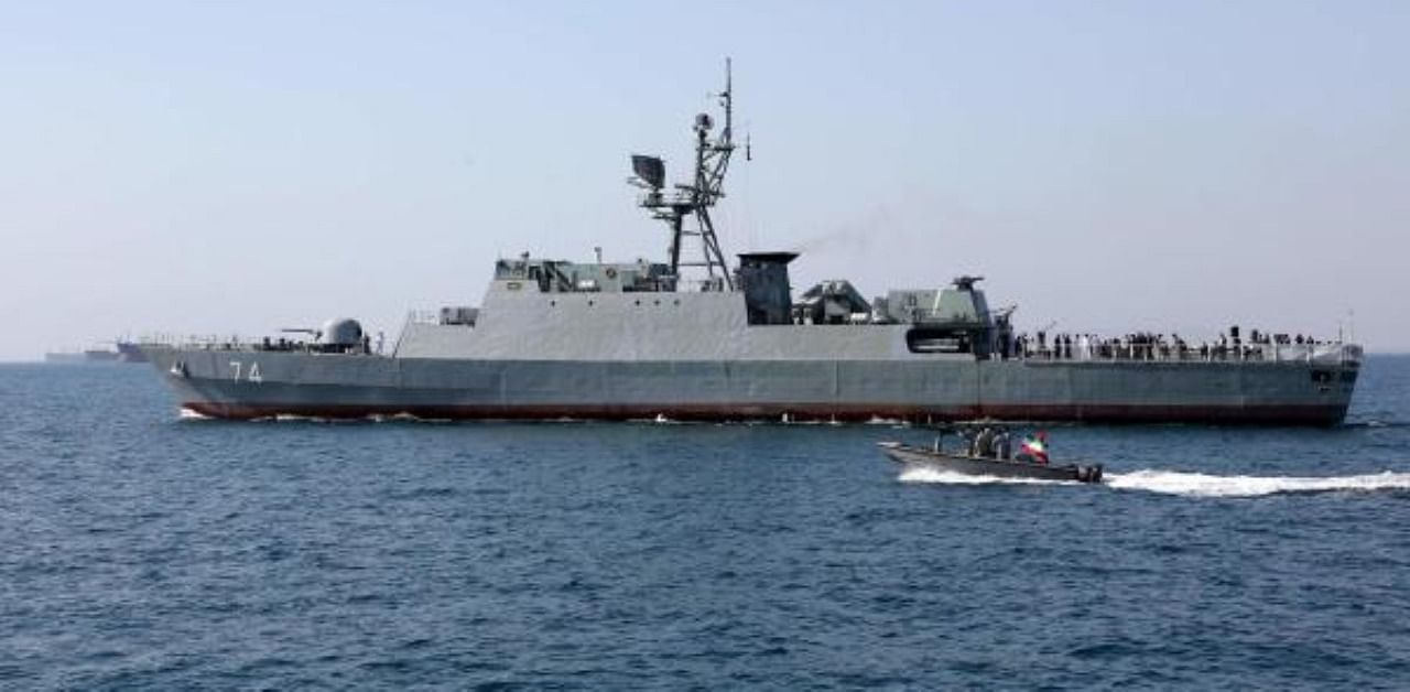 A 2019 photo of an Iranian Navy warship in the Strait of Hormuz. Credit: AFP Photo