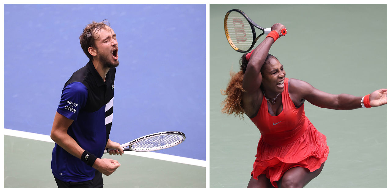 Daniil Medvedev and Serena Williams. Credit: AFP