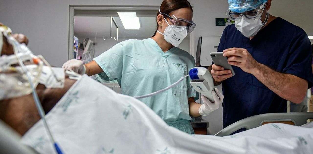 The city of Medellin sponsored the design and development of low cost emergency ventilators to be used in case the ICUs reach their maximum capacity or in remote places with no access to ICU, amid the Covid-19 pandemic. Credit: AFP