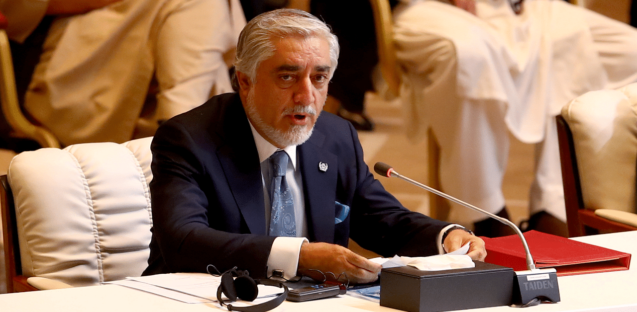 Chairman of the High Council for National Reconciliation Abdullah Abdullah speaks during opening remarks for talks between the Afghan government and Taliban insurgents in Doha, Qatar. Credit: Reuters Photo
