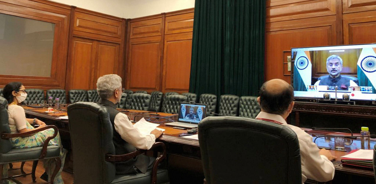 External Affairs Minister S Jaishankar virtually attends the intra-Afghan talks in Doha. Credit: PTI Photo