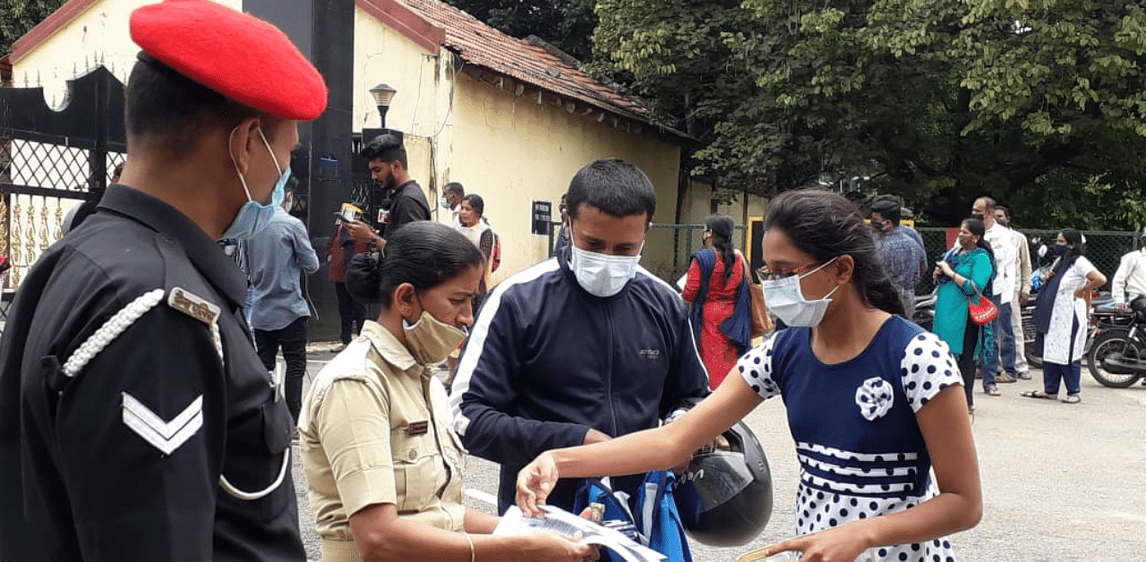 NEET exams begin on Sunday amid strict precautions in view of the Covid-19 pandemic. Credit: DH Photo (S K Dinesh)