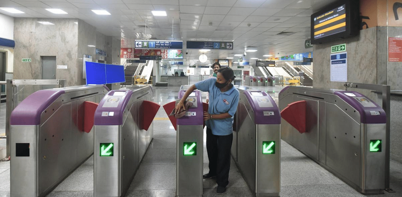 Regular passenger services will commence on Monday with social distancing measures and other safety protocols in view of the Covid-19 pandemic, a Metro official said. Credit: PTI Photo