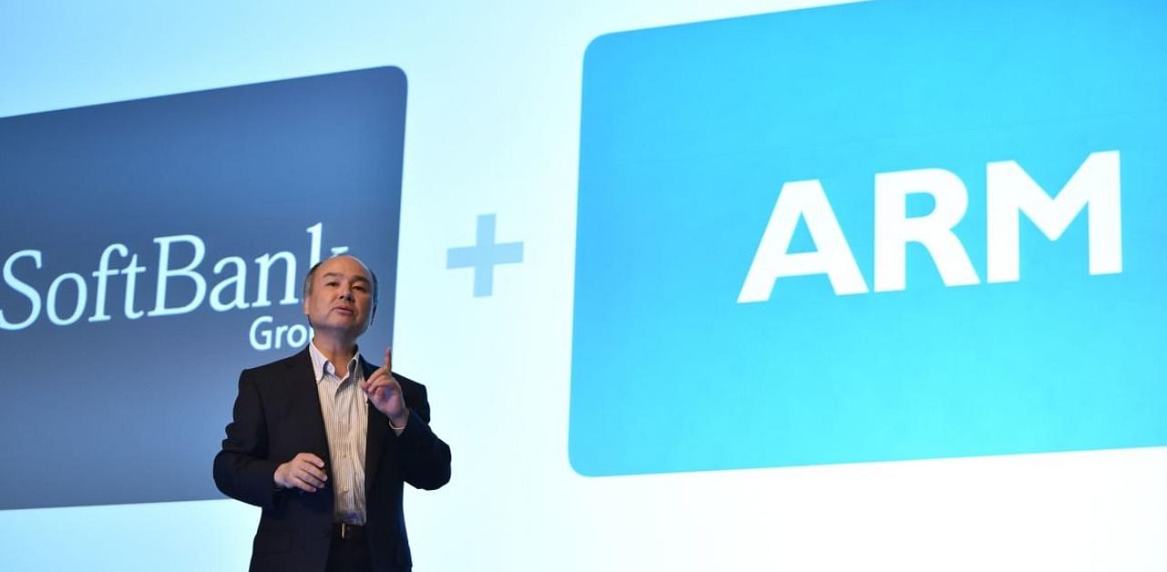 Japan's SoftBank Group sold British chip designer Arm to US chip company NVIDIA for 40 billion USD. Credit: AFP