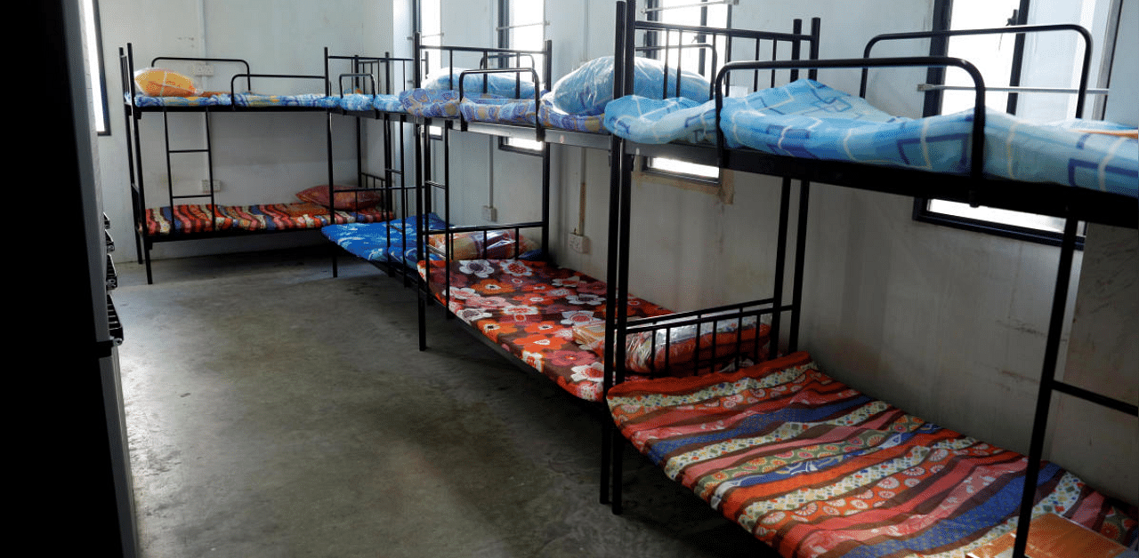 View of a dormitory room for migrant workers who have recovered from the coronavirus disease (Covid-19), amid the outbreak in Singapore. Credit: Reuters Photo
