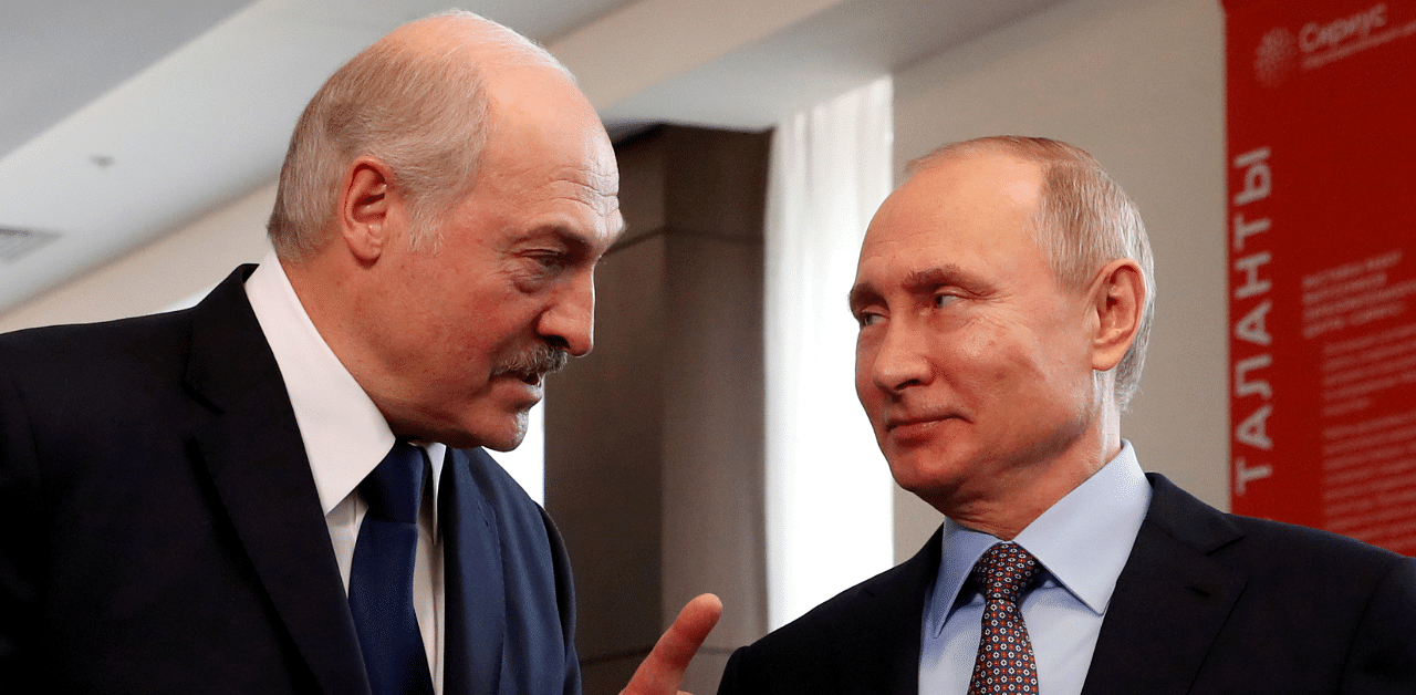 Belarus President Alexander Lukashenko and Russian President Vladimir Putin. Credit: Reuters Photo