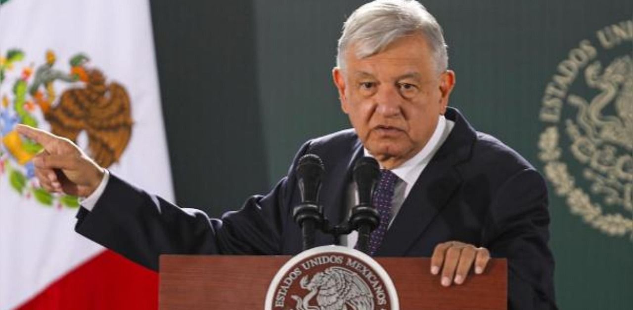 Mexican President Andres Manuel Lopez Obrador speaks during his daily morning press conference in Ciudad Juarez, Chihuahua State, Mexico. Credit: AFP Photo