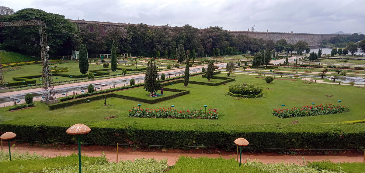 Brindavan Gardens, abutting KRS Dam, in Srirangapatna taluk, Mandya district.