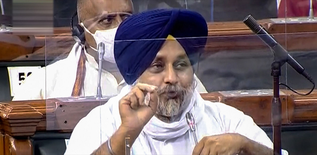 Former Punjab deputy chief minister Sukhbir Singh Badal, a Lok Sabha member from Ferozpur, said farmers have “misgivings and doubts” about the bill. Credit: PTI Photo