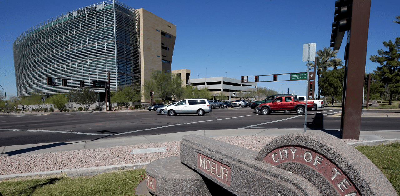 Traffic passes an intersection just north of the location where a woman pedestrian was struck and killed by an Uber self-driving sport utility vehicle in Tempe. Credit: Reuters Photo