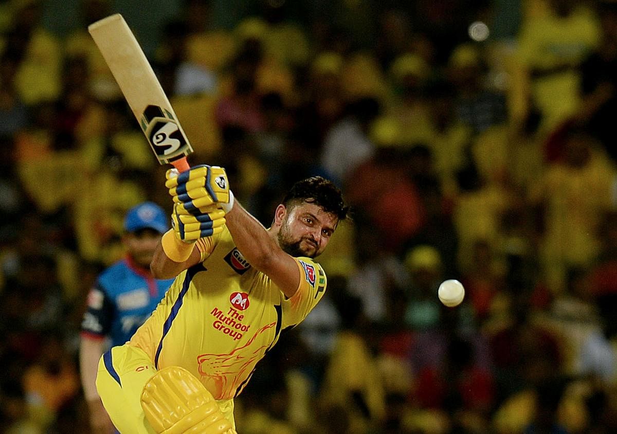 Chennai Super Kings cricketer Suresh Raina plays a shot during the 2019 Indian Premier League (IPL) Twenty20 cricket match. Credit: AFP