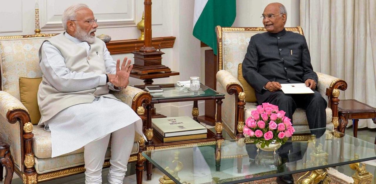 Prime Minister Narendra Modi and President Ram Nath Kovind. Credit: PTI