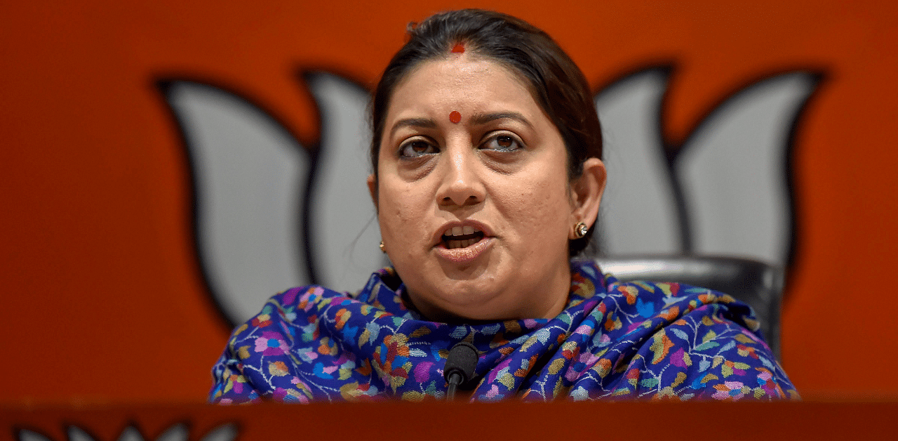 Union Minister and BJP leader Smriti Irani. Credit: PTI Photo