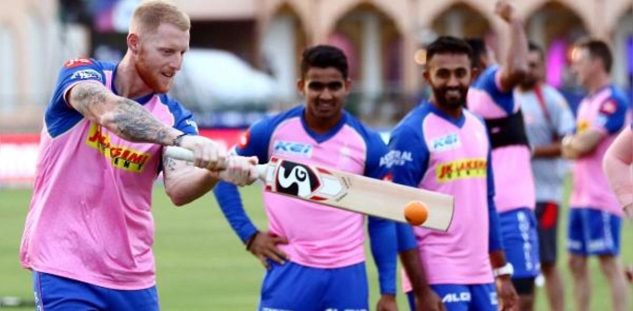 Rajasthan Royals player Ben Stroke during a practice session in 2019. Credit: PTI Photo
