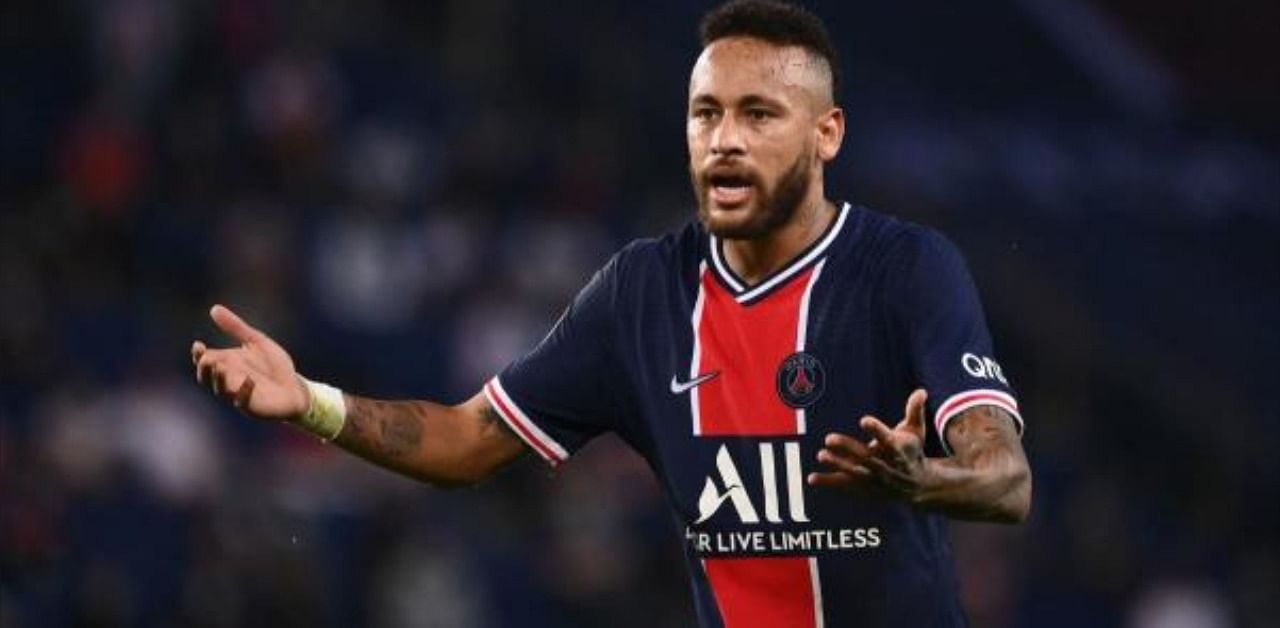 Paris Saint-Germain's Brazilian forward Neymar reacts during the French L1 football match between Paris Saint-Germain (PSG) and Marseille (OM) at the Parc de Princes stadium in Paris. Credit: AFP Photo