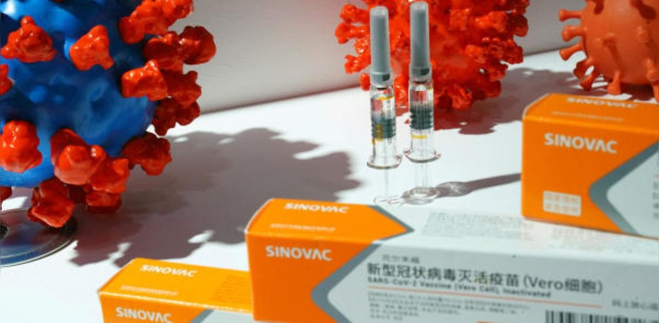 A booth displaying a coronavirus vaccine candidate from Sinovac Biotech Ltd. Credit: Reuters Photo