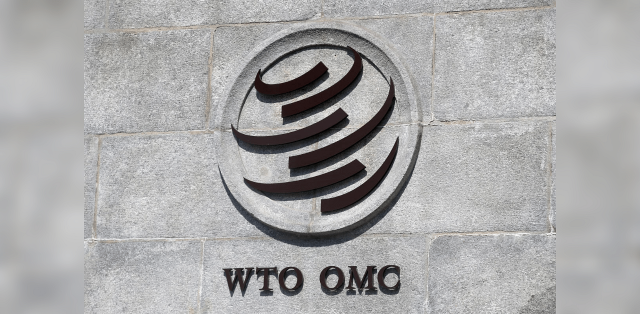 A logo is pictured on the headquarters of the World Trade Organization (WTO) in Geneva. Credit: Reuters