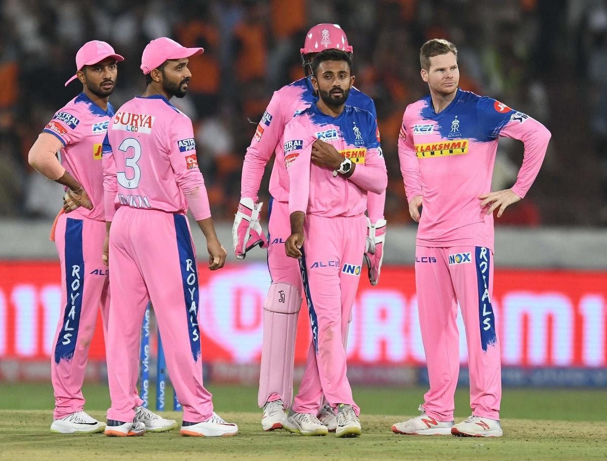 TIME TO STEP UP: Rajasthan Royals will count on spinner Shreyas Gopal (second right) and in-form Steven Smith to get them over the line against Chennai Super Kings on Thursday. AFP