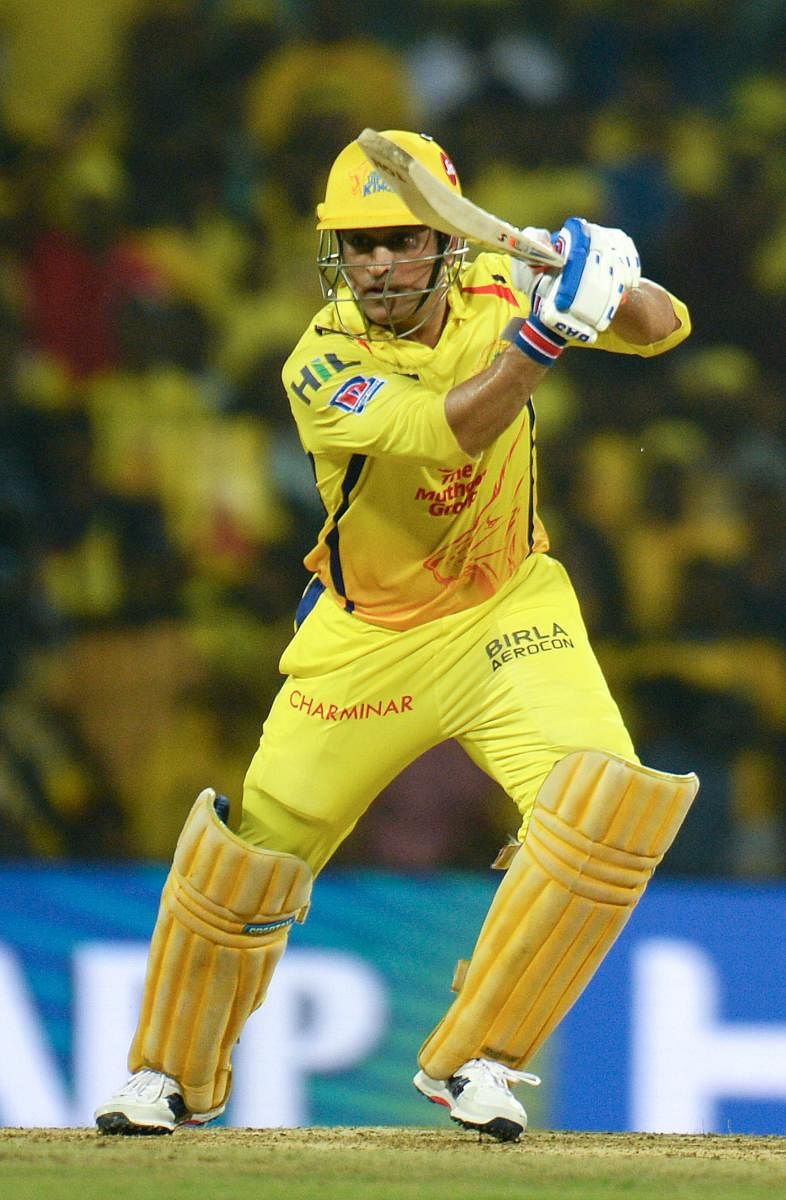 CALCULATING Chennai Super Kings captain M S Dhoni en route his unbeaten 75 against Rajasthan Royals during their IPL match in in Chennai on Sunday. AFP