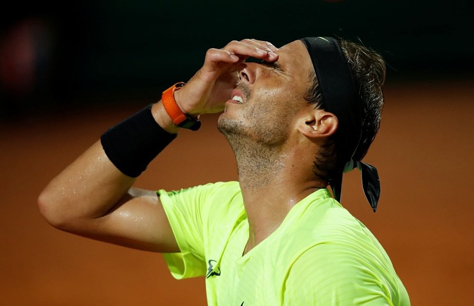 Spain's Rafael Nadal reacts during his quarter final match against Argentina's Diego Schwartzman. Credit: Reuters