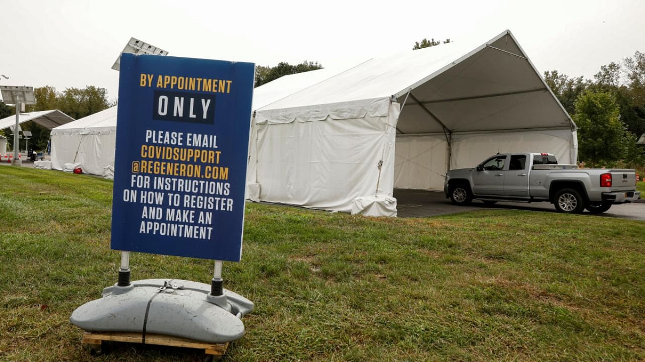 A drive-thru coronavirus disease testing facility is seen at the Regeneron Pharmaceuticals company's Westchester campus in Tarrytown, New York. Credit: Reuters.