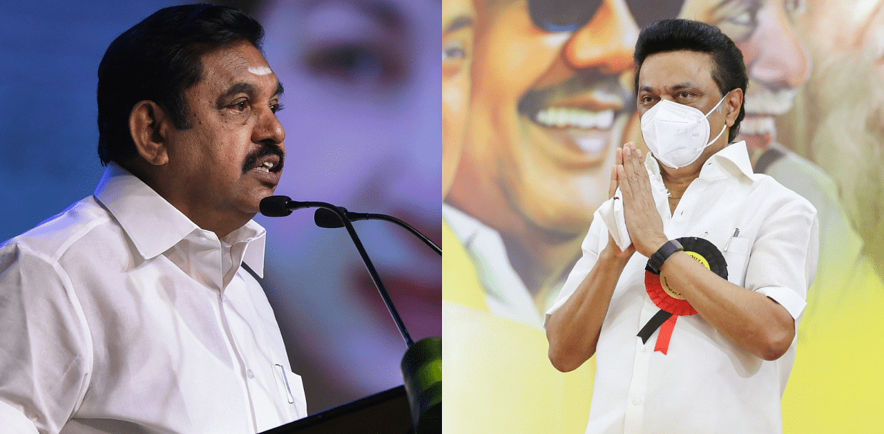 (L) Tamil Nadu CM and AIADMK President Edappadi K Palaniswami, and (R) DMK President MK Stalin. Credits: PTI Photo