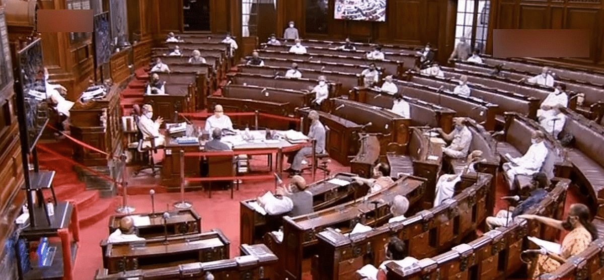 Days after their passage in the Lok Sabha, Agriculture Minister Narendra Singh Tomar introduced the Farmers’ Produce Trade and Commerce (Promotion and Facilitation) Bill, 2020, and the Farmers (Empowerment and Protection) Agreement of Price Assurance and Farm Services Bill, 2020 in the Rajya Sabha. Credit: PTI Photo