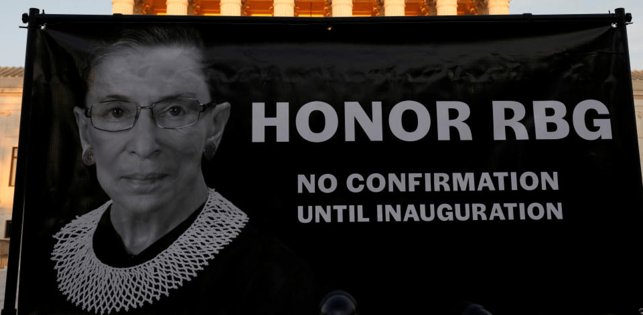 Vigil following the death of Supreme Court Justice Ruth Bader Ginsburg in Washington. Credit: Reuters