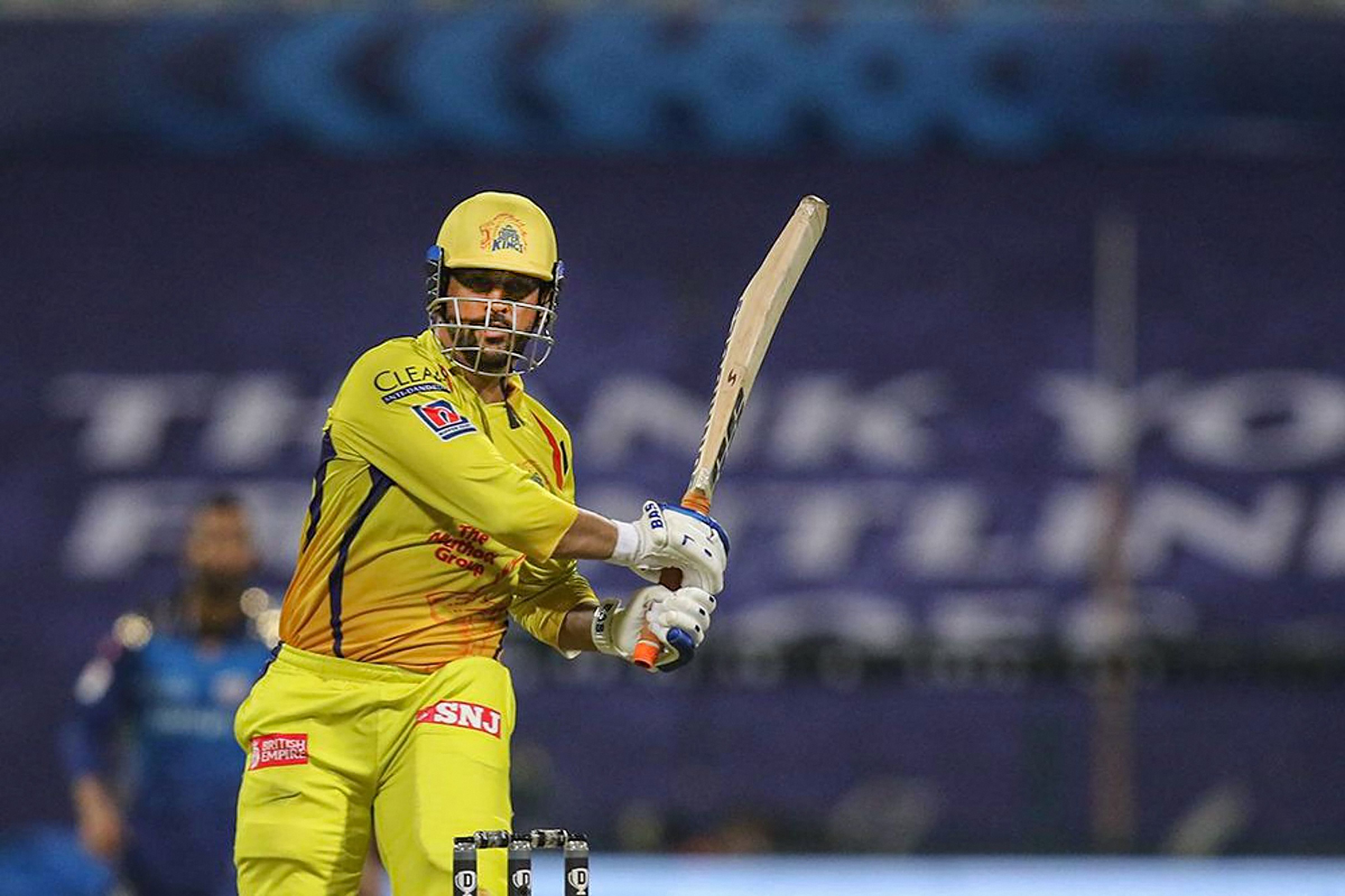 CSK Skipper MS Dhoni plays a shot during the first cricket match of IPL 2020 against Mumbai Indians. Credits: PTI Photo