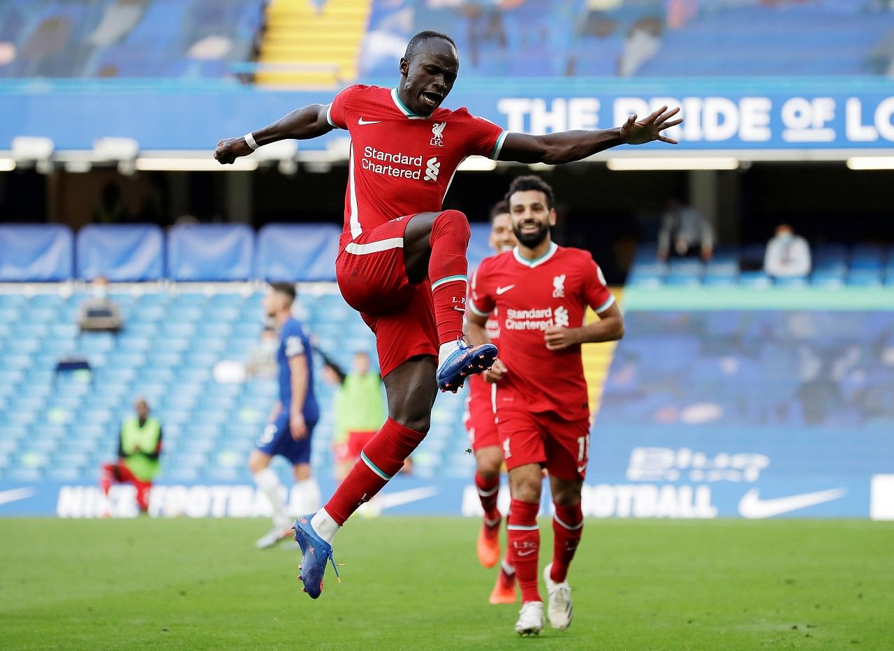 Liverpool's Sadio Mane celebrates scoring their second goal with Mohamed Salah Pool. Credits: Reuters Photo
